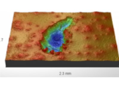 Indent in metal coated sheet